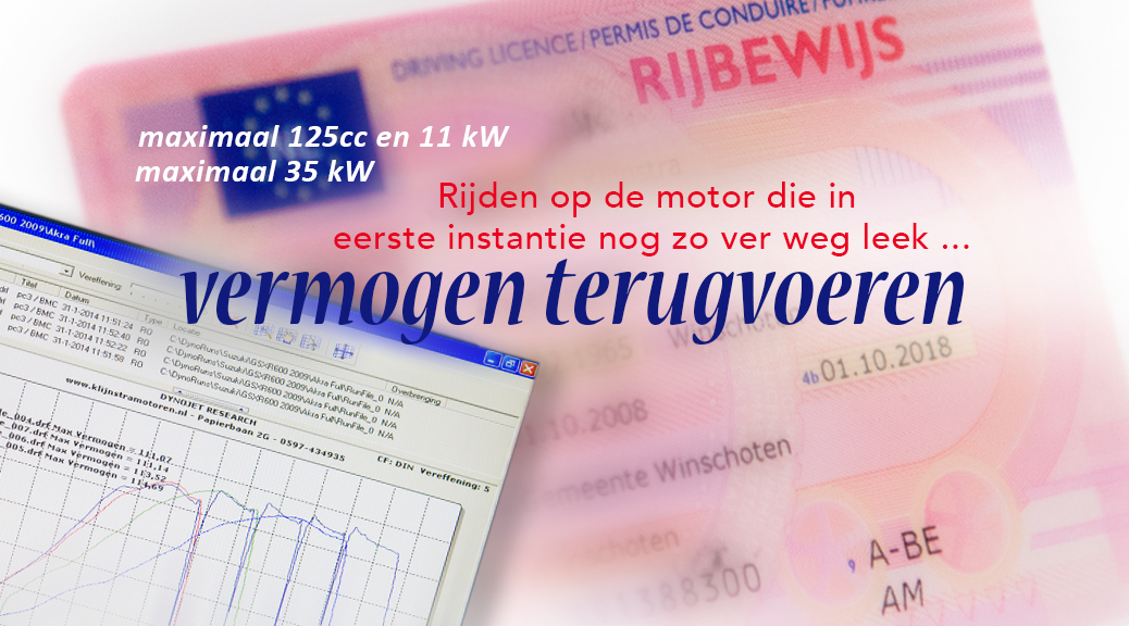 Vermogen terugvoeren rijbewijs A1 en A2